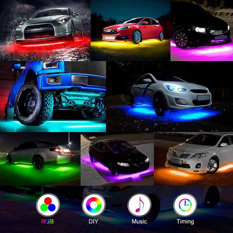 Car Underglow Neon LED Strip Lights APP/Remote Control Auto Underbody RGB Atmosphere Lamp