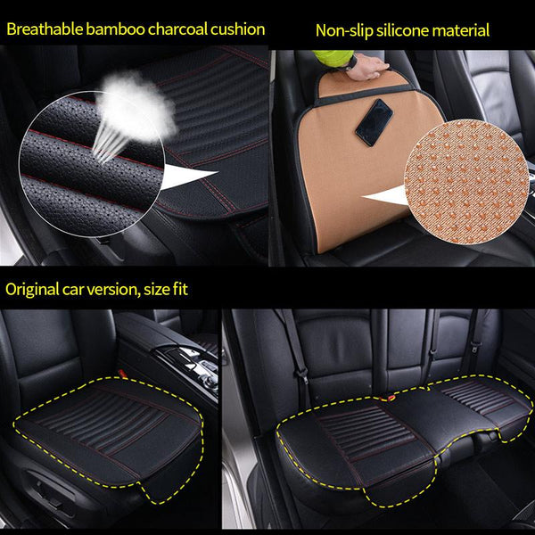 Custom Fit Leather Seat Cushions for Car White Thread