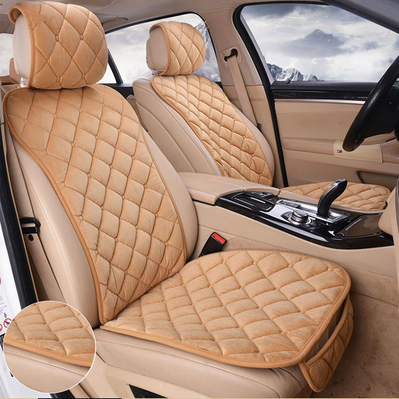 2PCS Car Seat Cushion,[Autumn Winter Car Essentials] Soft Plush Car Seat  Covers with Storage Pocket for Comfortable Driving,Universal Car Interior