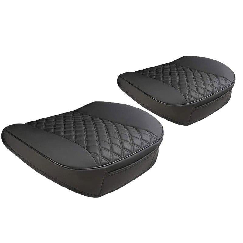 PVUEL Universal Deluxe Leather Car Front Seat Cover Front Bottom Seat  Cushion Protector Gray 2PC