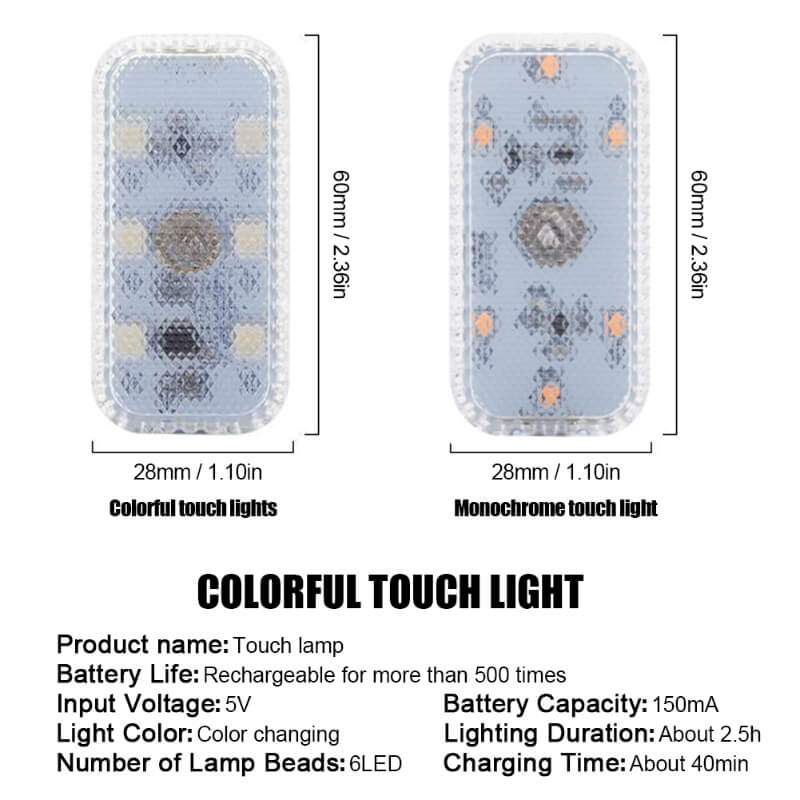 Magnetic Car LED Touch Lights USB Interior Light Wireless Roof Ceiling Reading Lamps