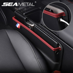 Car Seat Gap Filler Organizers PU Leather Auto Storage Pockets