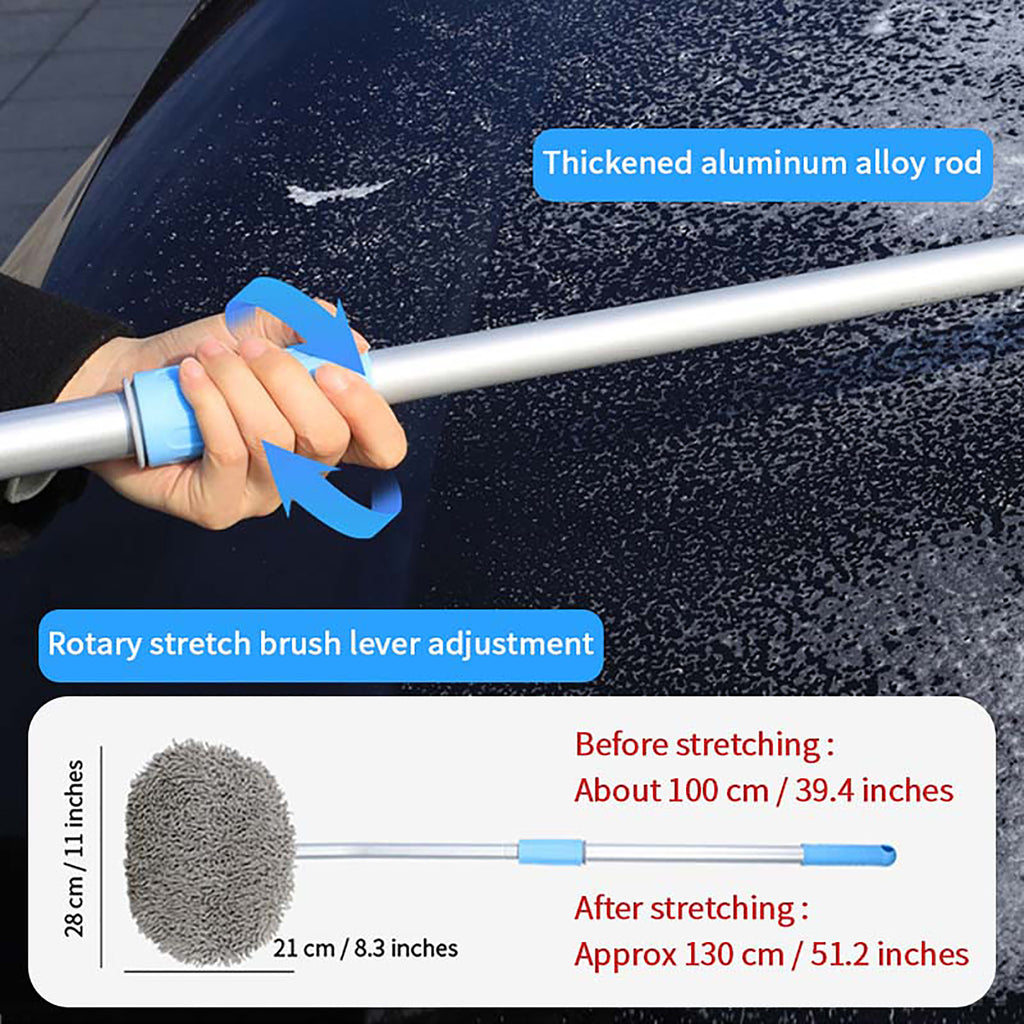15° Curved Car Wash Brush Telescopic Long Handle Cleaning Mop