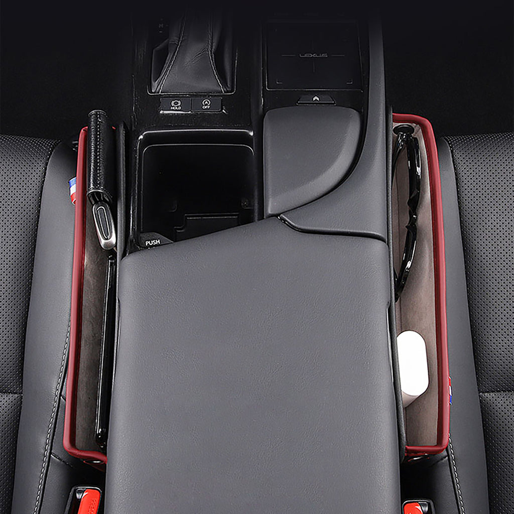 Car Seat Gap Filler Organizers PU Leather Auto Storage Pockets