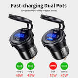 90W Dual USB Car Charger Socket Power Outlet Adapter 12V 24V Fast Charger