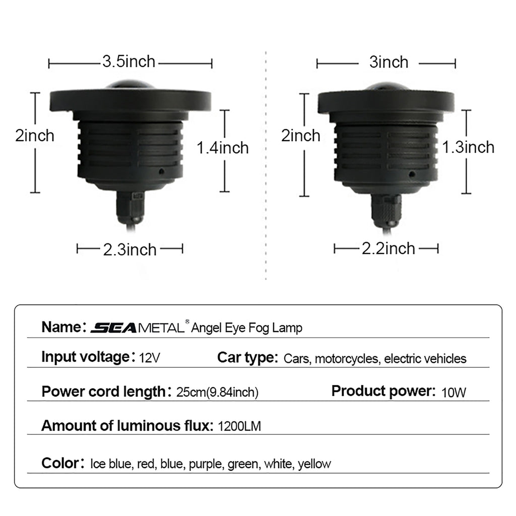 3.0" 3.5" Car Angel Eyes LED Fog Light 12V DRL Daytime Running Lamp