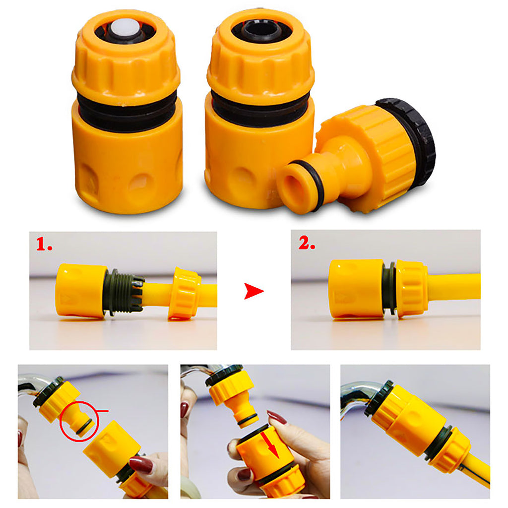 Garden Water Pipe Connectors ABS 1/4'' 1/6'' Hose Coupling Joint 3Pcs SEAMETAL