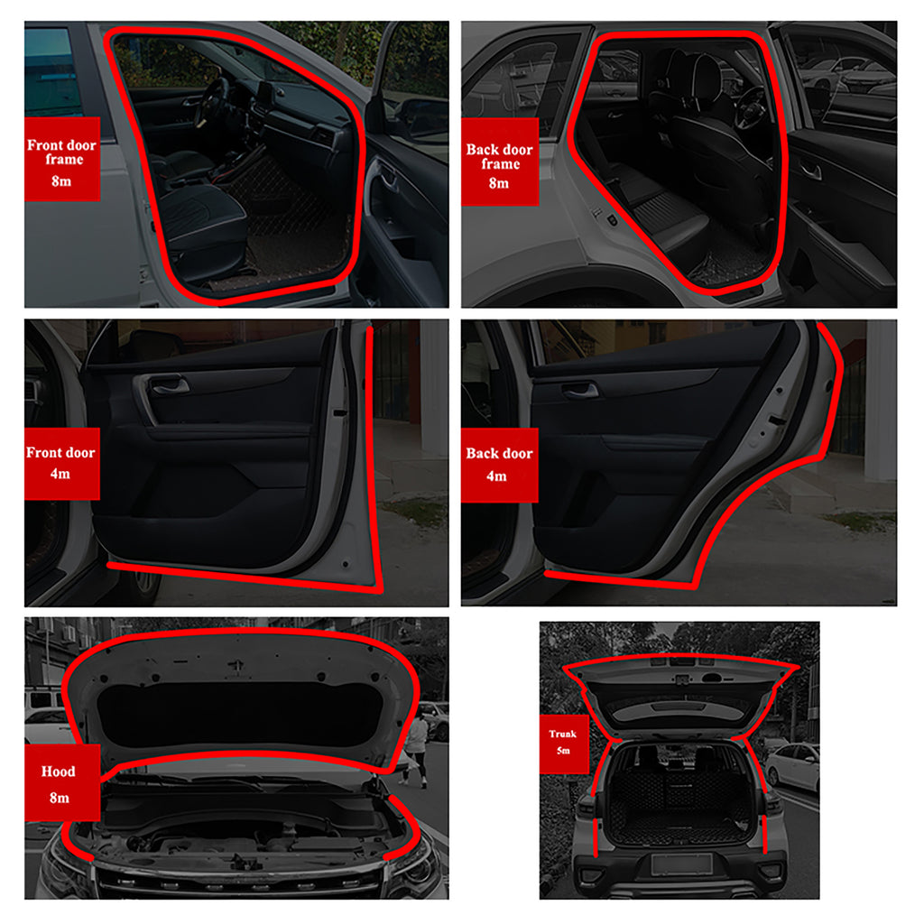 Car Door Rubber Double-Layer Seal Strip Auto Door/Hood/Trunk Protector Sticker