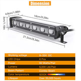 8 inch 60W LED Light Bar 12V 24V LED Bar 6000K Work Light Combo Spot Flood Fog Lamp
