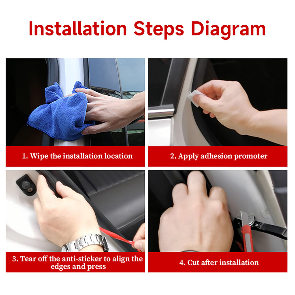 Car Door Rubber Double-Layer Seal Strip Auto Door/Hood/Trunk Protector Sticker