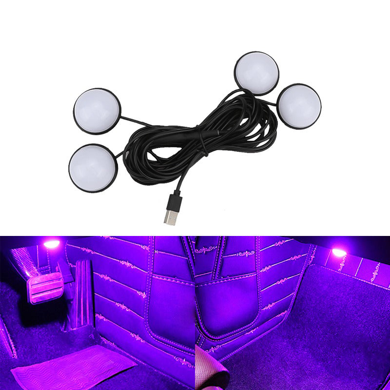 4Pcs LED Car Foot Lights Ambient Lamp 12V Auto Interior Decorative Atmosphere Light
