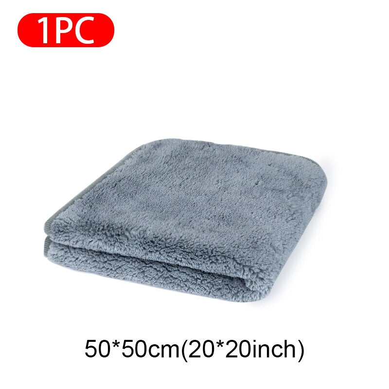 SEAMETAL 600GSM High Absorbent Ultra-Soft Car Wash Towel Microfiber Coral Fleece Hemmed Towels