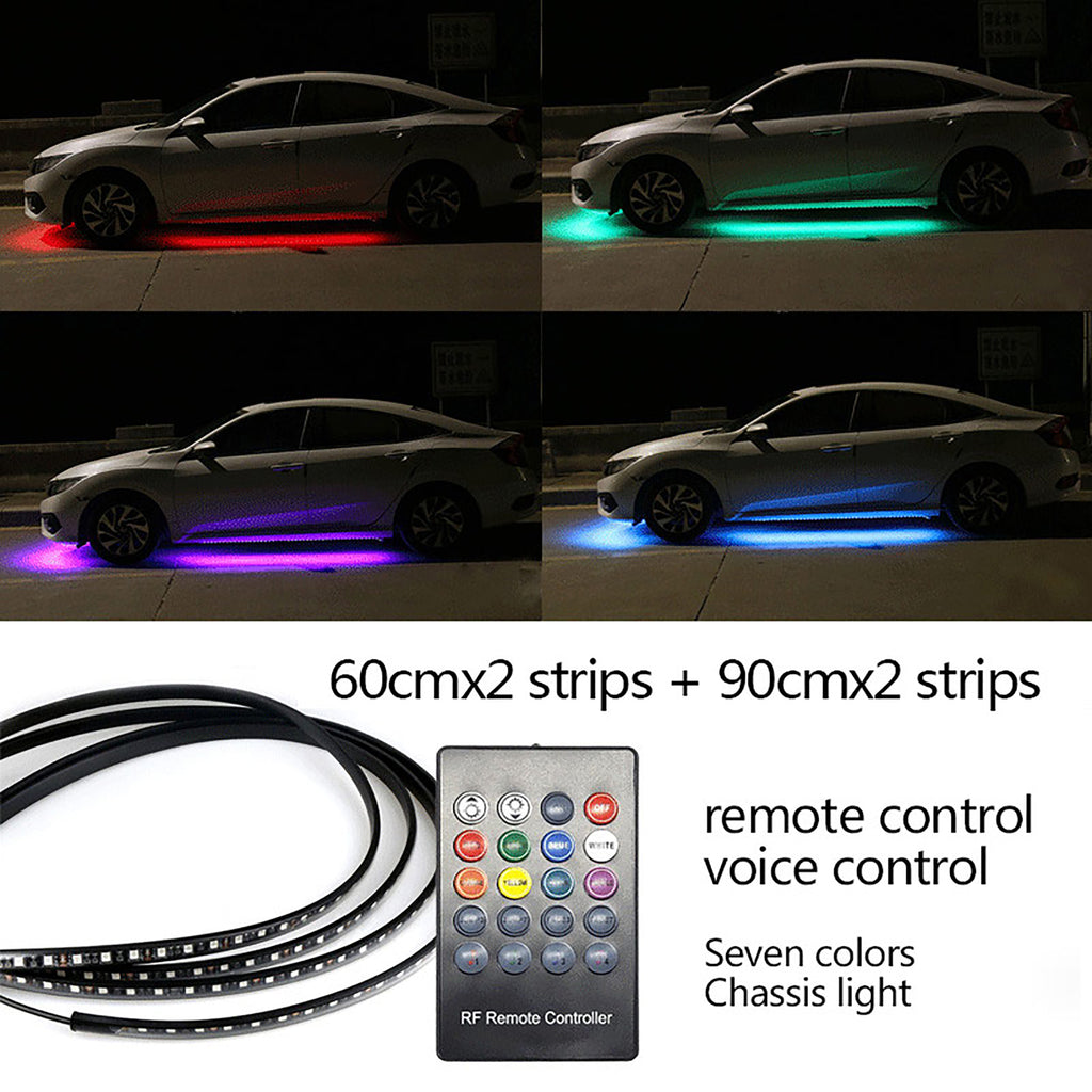 12V LED Car Chassis Flexible Strip Lights RGB Underglow Decorative Atmosphere Lamp