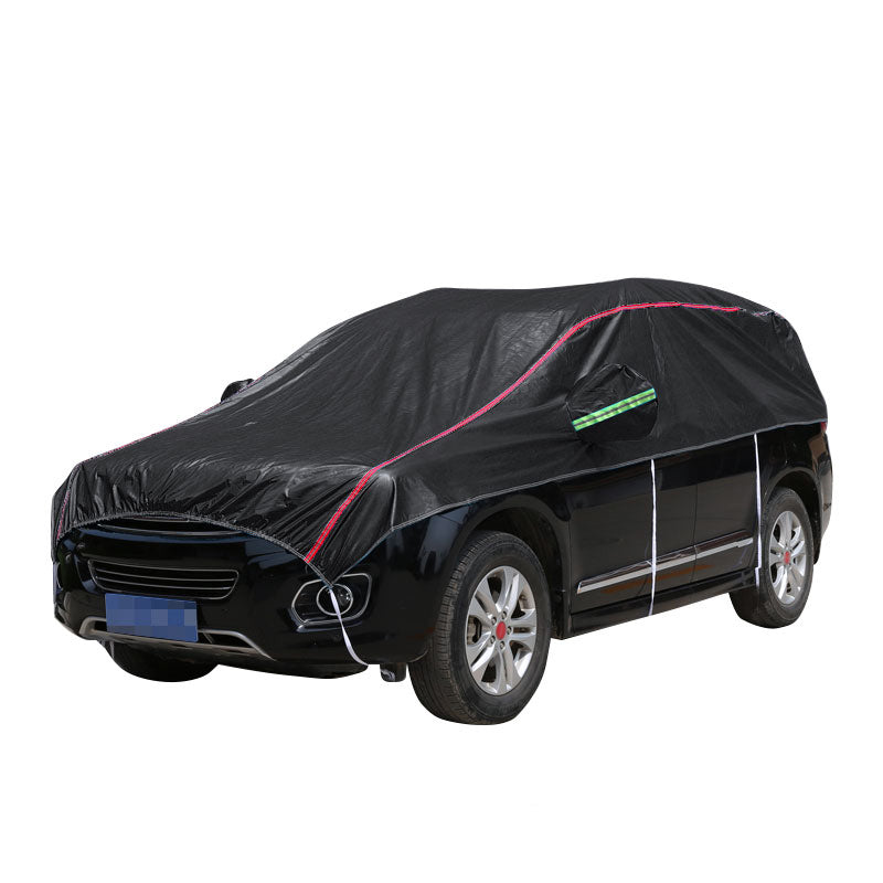 Nano Oxford Top Half Car Cover Black Silver SEAMETAL