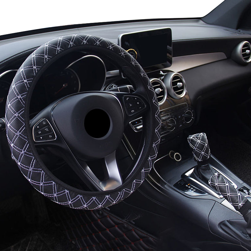 Steering Wheel Cover Anti-Slip Comfortable Leather Steering Wheel Protective