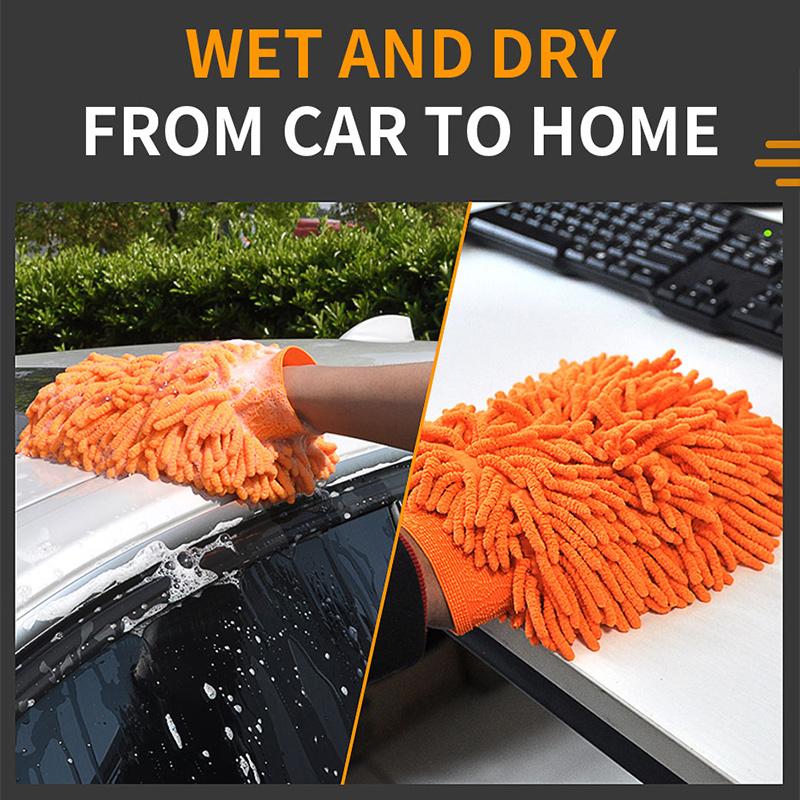 Car Wash Mitt Microfiber, Scratch Free Lint-Free, Premium Chenille Microfiber Mitt Car Wash Brush