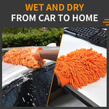 Car Wash Mitt Microfiber, Scratch Free Lint-Free, Premium Chenille Microfiber Mitt Car Wash Brush