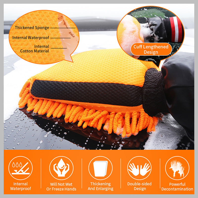 Car Wash Mitt Microfiber, Scratch Free Lint-Free, Premium Chenille Microfiber Mitt Car Wash Brush