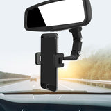 Car Phone Holder Rear View Mirror Phone Holder, 360° Rotatable, Adjustable Mechanical Arm, Buckle Rotation Fixation