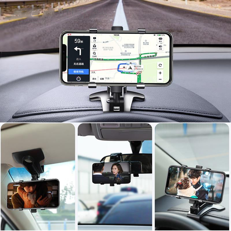Universal Car Phone Holder Mount,360 Degrees Rotation Dashboard Phone Holder Upgrade Clip Never Fall