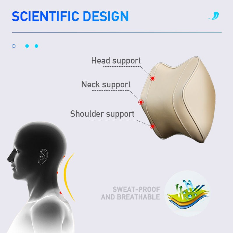 Memory Foam Car Lumbar Back Support Cushion & Headrest Pillow