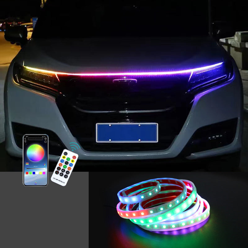 LED Front Hood Grille Decals Car Strip Sticker Decoration Racing Sports Sticker