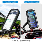 4.7-6in Waterproof Bike Motorcycle Handlebar Rearview Mirror Phone Mounts