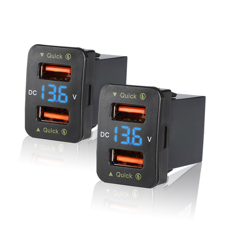 Dual USB 6.9A QC3.0 Quick Charger with LED Light Replacement for Toyota