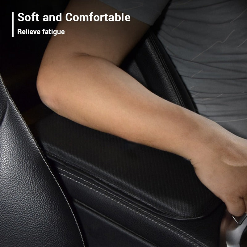 Carbon Fiber Leather Car Armrest Cover Universal Waterproof Storage Box