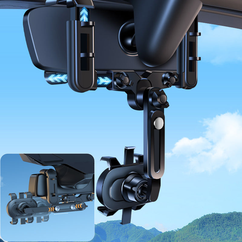 Phone Mount for Car, Rear View Mirror Phone Holder, Rotatable and Retractable Phone Holder for Car