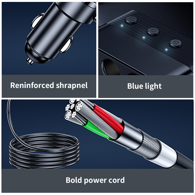 SEAMETAL 3 Port Car Cigarette Lighter Splitter 128W PD QC3.0 USB Car Charger 12V/24V Socket Adapter