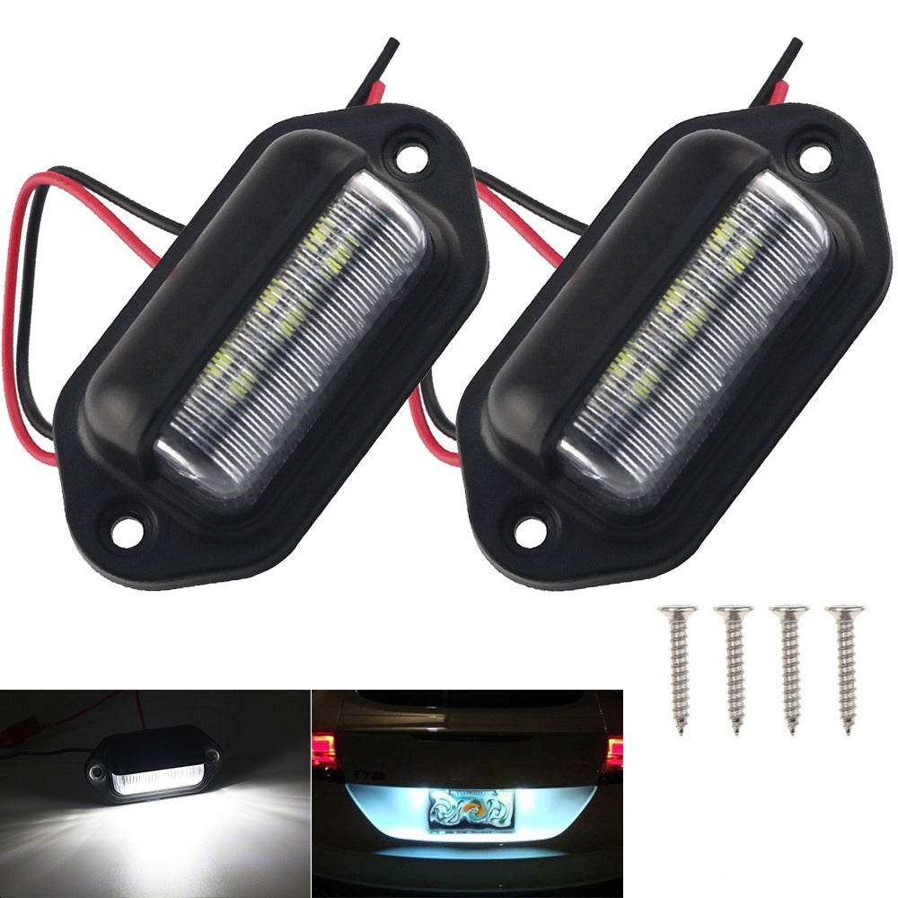 2Pcs 12V LED Number License Plate Light for Car Boats Motorcycle Exterior Lamps