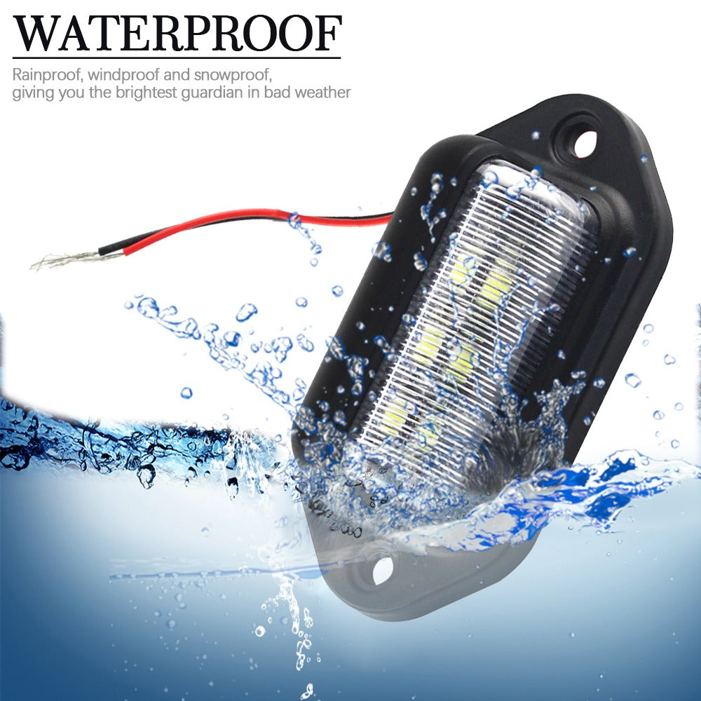 2Pcs 12V LED Number License Plate Light for Car Boats Motorcycle Exterior Lamps