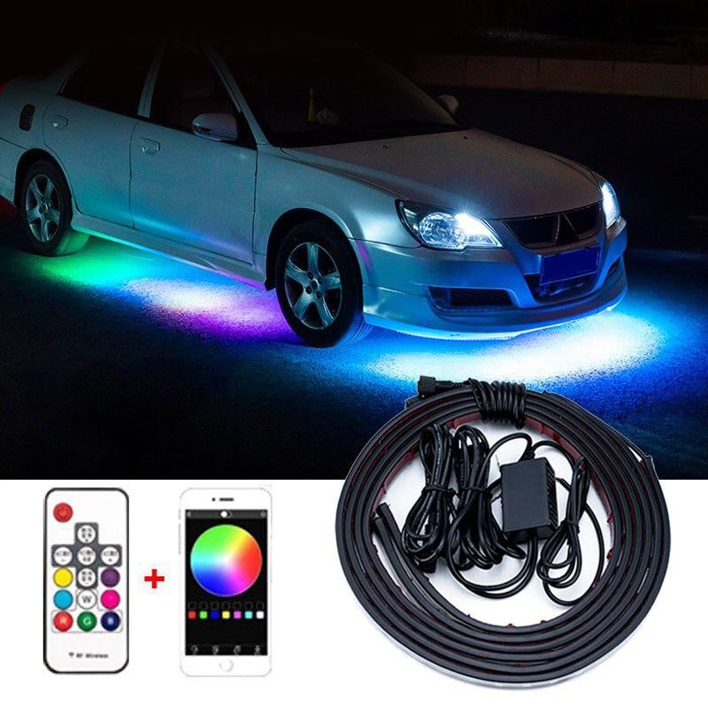 Car Underglow LED Lights Kits Atmosphere Lamp RGB APP Remote Control Underbody System Neon Light