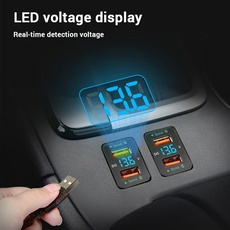 Dual USB 6.9A QC3.0 Quick Charger with LED Light Replacement for Toyota