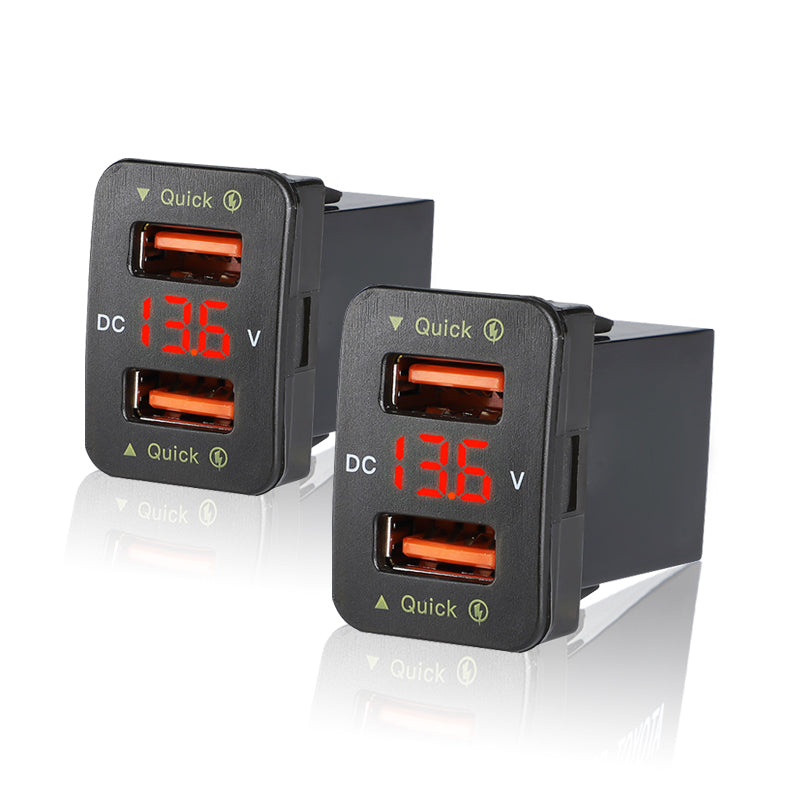 Dual USB 6.9A QC3.0 Quick Charger with LED Light Replacement for Toyota