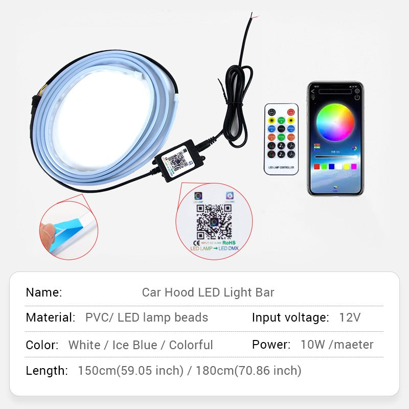 LED Front Hood Grille Decals Car Strip Sticker Decoration Racing Sports Sticker