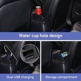 PU Leather Car Armrest Pad With Cup Holder Storage Box