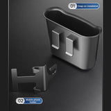 SEAMTAL 1.6L Car Trash Can Seat Back Rubbish Bin Organizer With Phone Holder Hooks