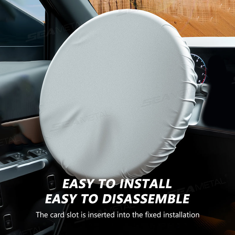 SEAMETAL Universal Car Steering Wheel Sunshade Silver Coated Cloth Auto Steering Wheel Cover Sun Protection Insulation Accessories