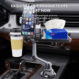 SEAMETAL  360°Adjustable Car Cup Holder Expander With Tray Phone Holder