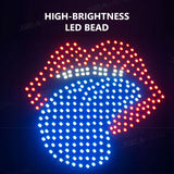 SEAMETAL Creative Fun Red Lips Lamp Car Interior Rear Windshield LED Funny Decorative Lights Display Atmosphere Screen Lights