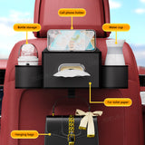 SEAMETAL Car Seat Back Storage Box Multifunctional Cup Holders Phone Stand Tissue Box