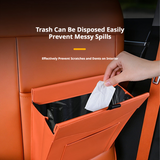 SEAMETAL Leather Car Trash Can Magnetic Seat Back Hanging Hidden Storage Bag Vehicle Interior Organizer Creative Car Accessories