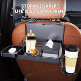 SEAMETAL Plastic Car Backseat Organizer with Foldable Tray, Cup Holder, Trash Can