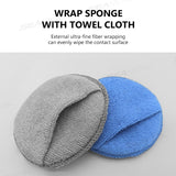 5Pcs Car Waxing Polish Sponges 5 Inch Car Detailing Wax Applicator Pads Round Pocket Microfiber Foam Sponges Car Cleaning Tools
