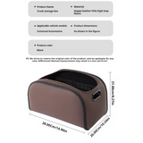 SEAMETAL Leather Multi-functional Car Storage Box, Passenger Side Large Opening Storage Box, Large Capacity Trunk Organizer