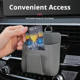 SEAMETAL Car Air Vent Pouch Leather Sunglass Case Multifunctional Storage Container For Smart Phone Pen Glasses Auto Accessories