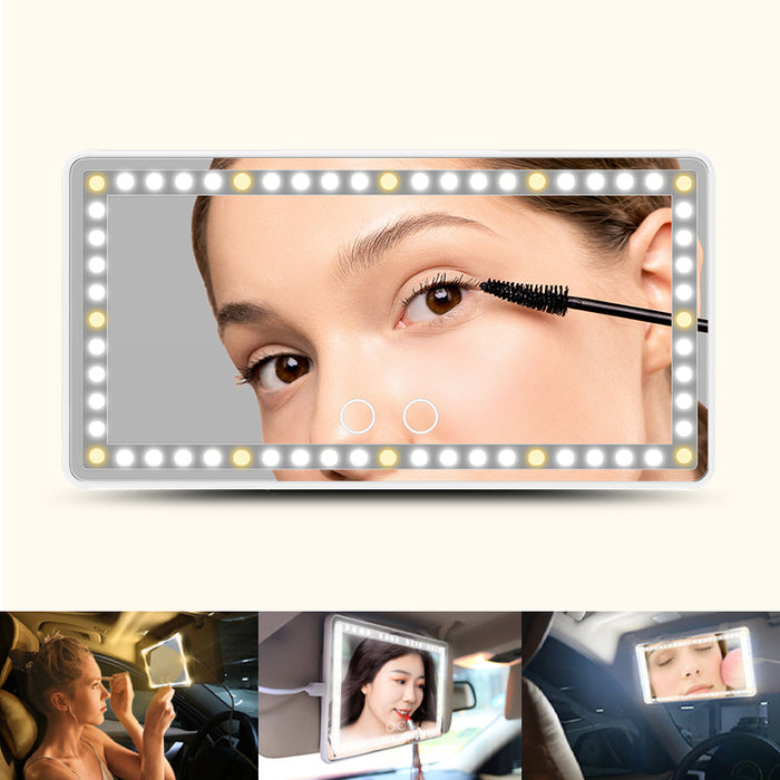 SEAMETAL Vanity Mirror with Lights for Car Visor Makeup Rechargeable Dimmable