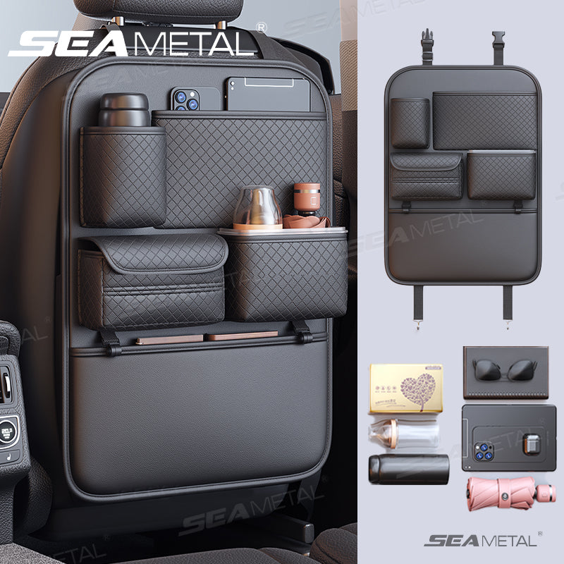 SEAMETAL Car Seatback Storage Bag Car Seat Anti Kick Pad Multifunctional Hanging Bag Seat Organizer Tissue Box Cup Holder